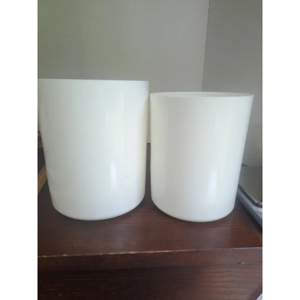 Set Of 2 Vtg Tupperware Cannisters With Viewing Window White NO LIDS!!! 2418B-2,